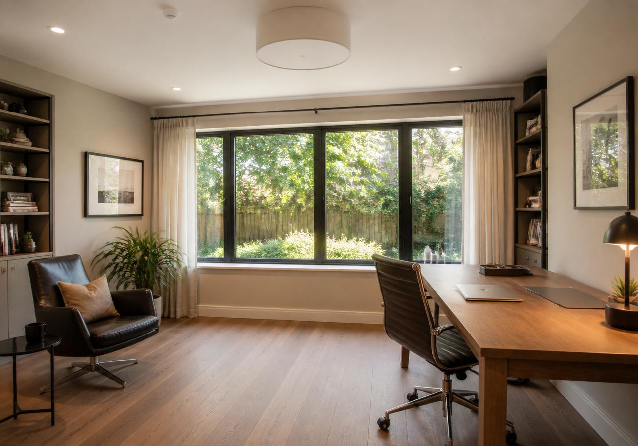 Garage converted into a bright home office