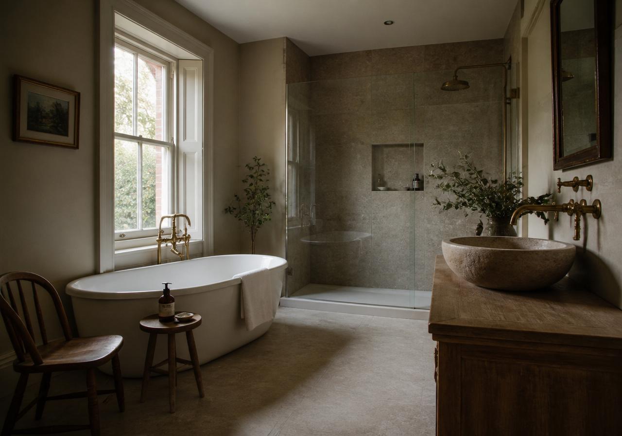 Refurbished bathroom with freestanding bath
